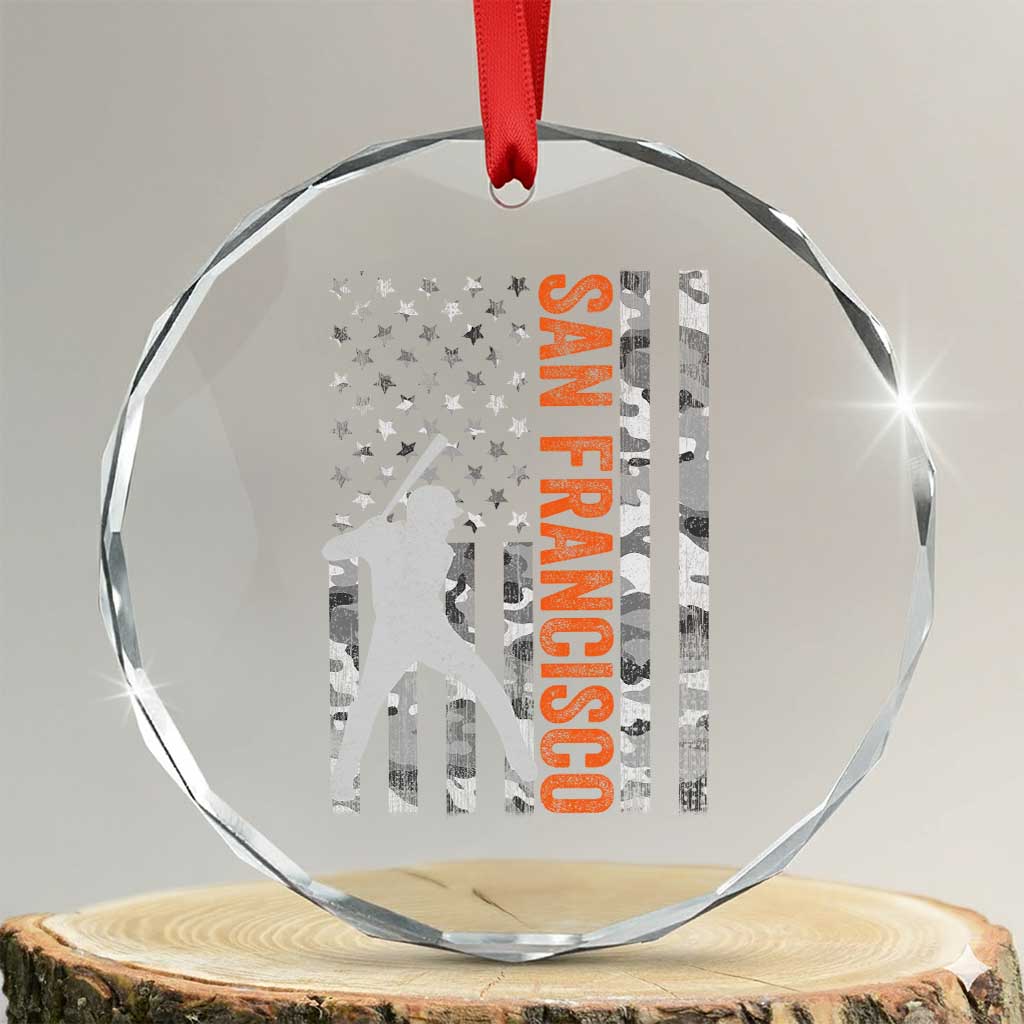 San Francisco Crystal Glass Ornament SF Baseball Player American Flag USA Camo Patriotic TS10 Transparent Glass 3'' Circle Print Your Wear