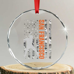 San Francisco Crystal Glass Ornament SF Baseball Player American Flag USA Camo Patriotic TS10 Transparent Glass 3'' Circle Print Your Wear