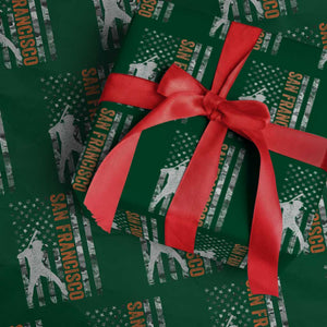 San Francisco Wrapping Paper Roll SF Baseball Player American Flag USA Camo Patriotic TS10 Green Print Your Wear