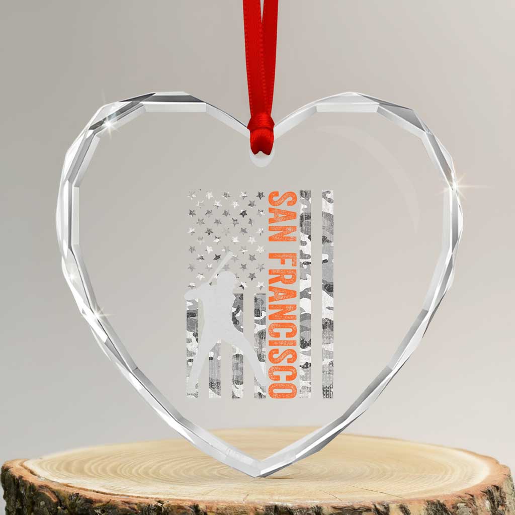 San Francisco Heart Crystal Glass Ornament SF Baseball Player American Flag USA Camo Patriotic TS10 Transparent Glass 3'' Heart Print Your Wear