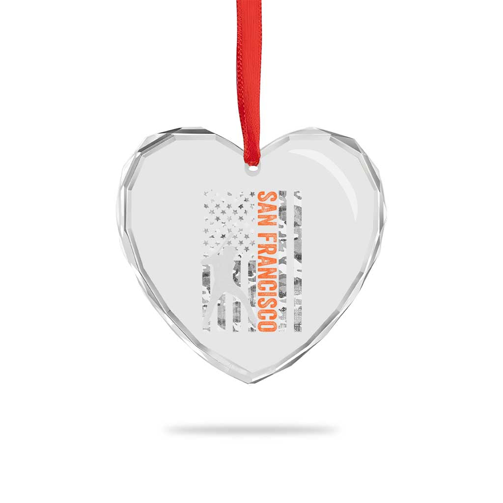 San Francisco Heart Crystal Glass Ornament SF Baseball Player American Flag USA Camo Patriotic TS10 Print Your Wear