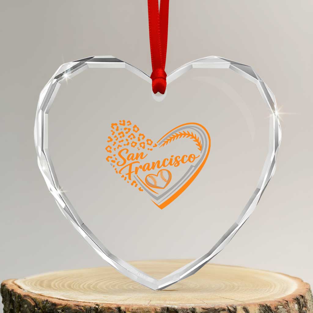 San Francisco Heart Crystal Glass Ornament SF Leopard Heart US State Baseball Fan Team Spirit TS10 Transparent Glass 3'' Heart Print Your Wear