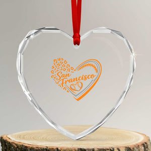 San Francisco Heart Crystal Glass Ornament SF Leopard Heart US State Baseball Fan Team Spirit TS10 Transparent Glass 3'' Heart Print Your Wear