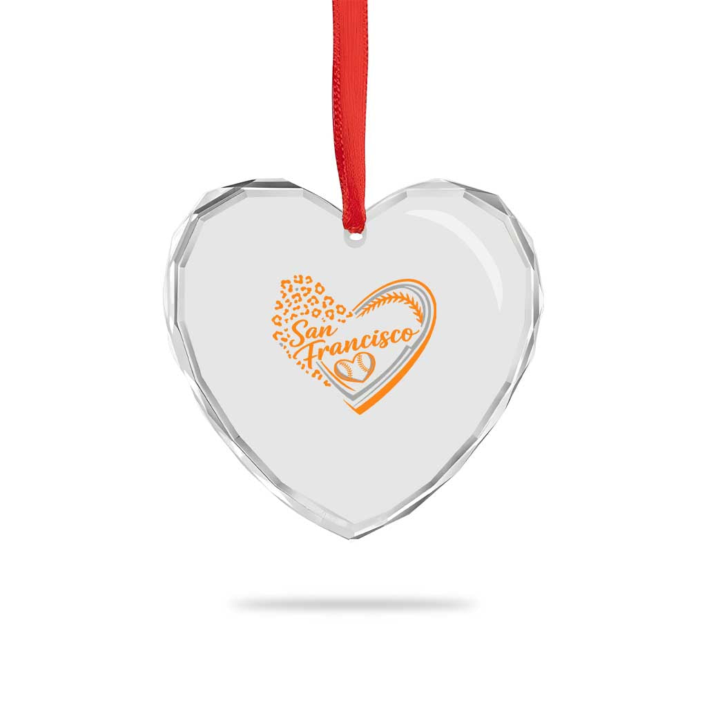 San Francisco Heart Crystal Glass Ornament SF Leopard Heart US State Baseball Fan Team Spirit TS10 Print Your Wear