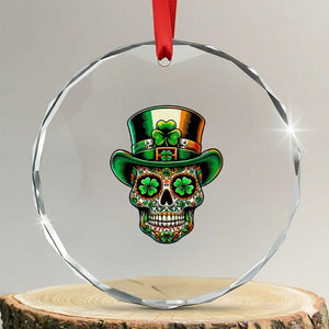 San Patties Irish Sugar Skull Crystal Glass Ornament St Patricks Day Of The Dead TS02 Transparent Glass 3'' Circle Print Your Wear