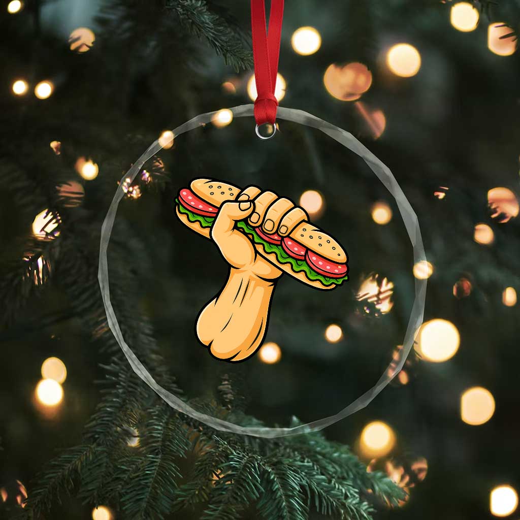 Sandwich Power Fist Crystal Glass Ornament Sarcastic Food Revolution Political Satire TS02 Print Your Wear