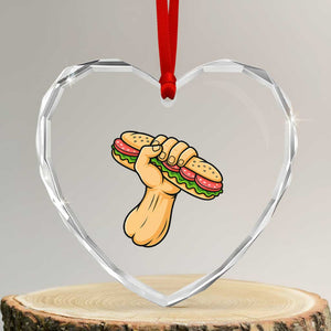 Sandwich Power Fist Heart Crystal Glass Ornament Sarcastic Food Revolution Political Satire TS02 Transparent Glass 3'' Heart Print Your Wear