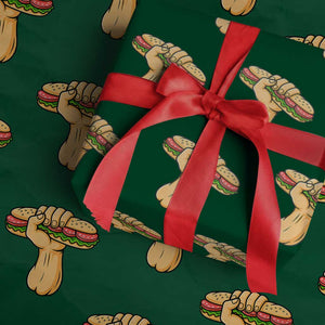 Sandwich Power Fist Wrapping Paper Roll Sarcastic Food Revolution Political Satire TS02 Green Print Your Wear
