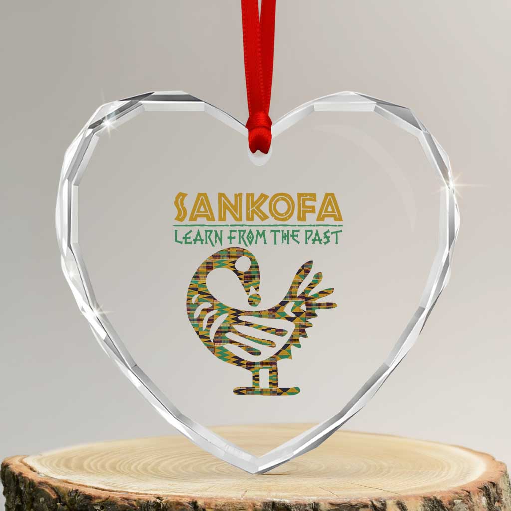 Sankofa Learn From The Past Heart Crystal Glass Ornament African Bird Black History Akan Pattern TS11 Transparent Glass 3'' Heart Print Your Wear