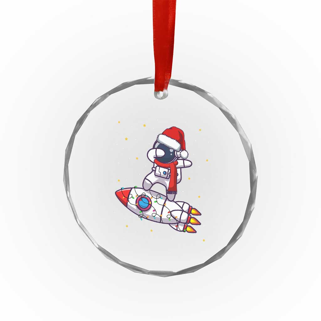 Santa Astronaut Dabbing Space Rocket Xmas Crystal Glass Ornament TS09 Print Your Wear