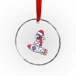 Santa Astronaut Dabbing Space Rocket Xmas Crystal Glass Ornament TS09 Print Your Wear