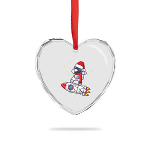 Santa Astronaut Dabbing Space Rocket Xmas Heart Crystal Glass Ornament TS09 Print Your Wear