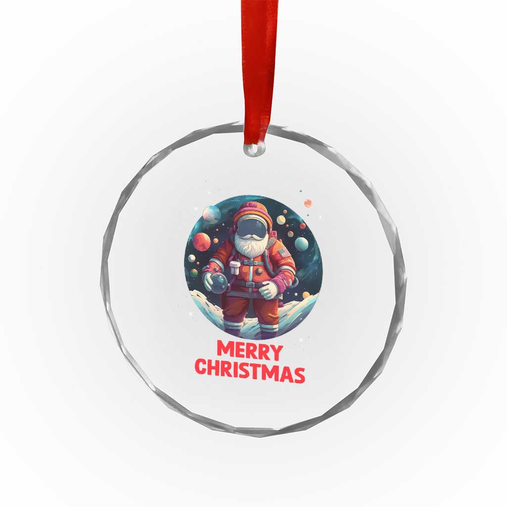 Santa Astronaut Xmas Space Colorful Planet Crystal Glass Ornament TS09 Print Your Wear