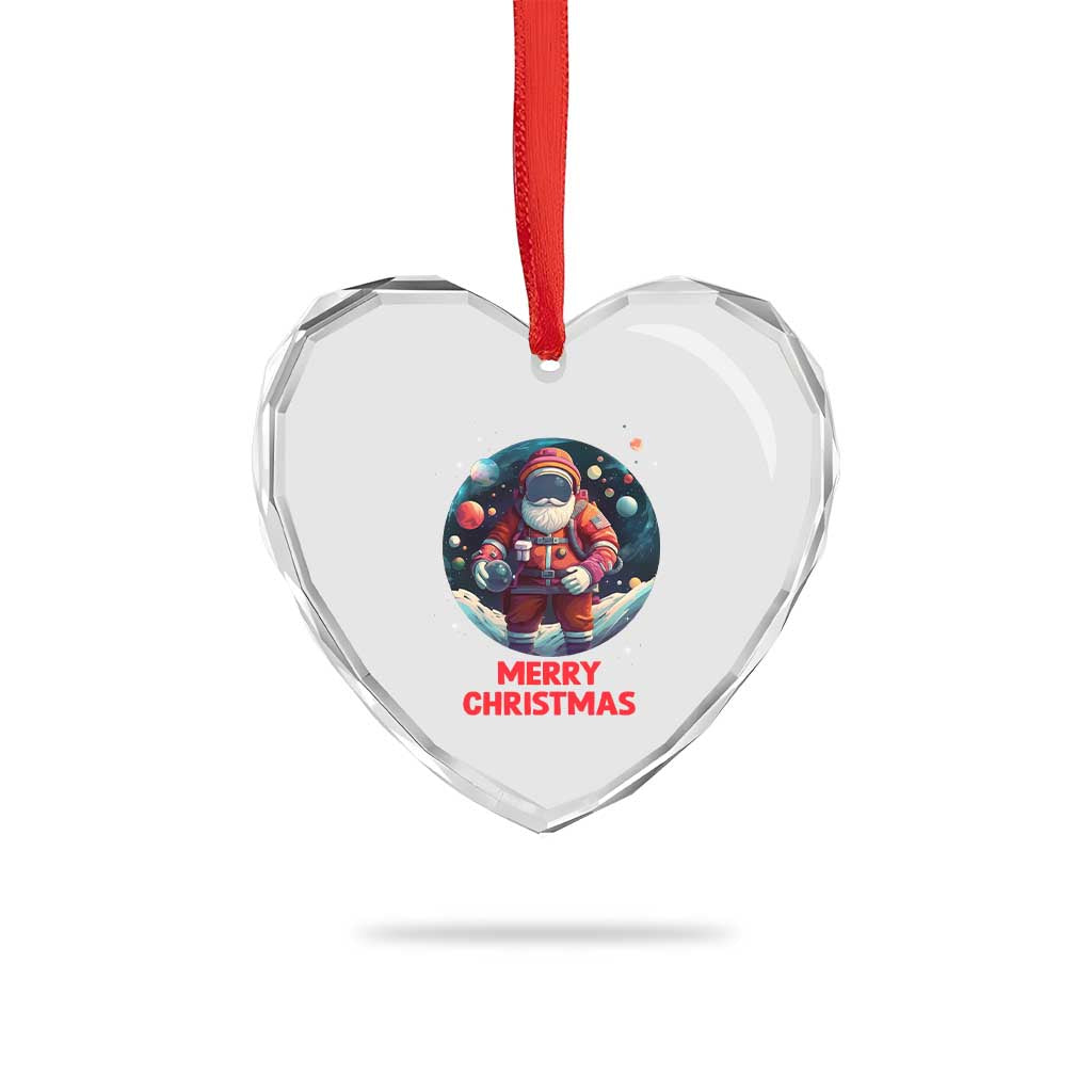 Santa Astronaut Xmas Space Colorful Planet Heart Crystal Glass Ornament TS09 Print Your Wear