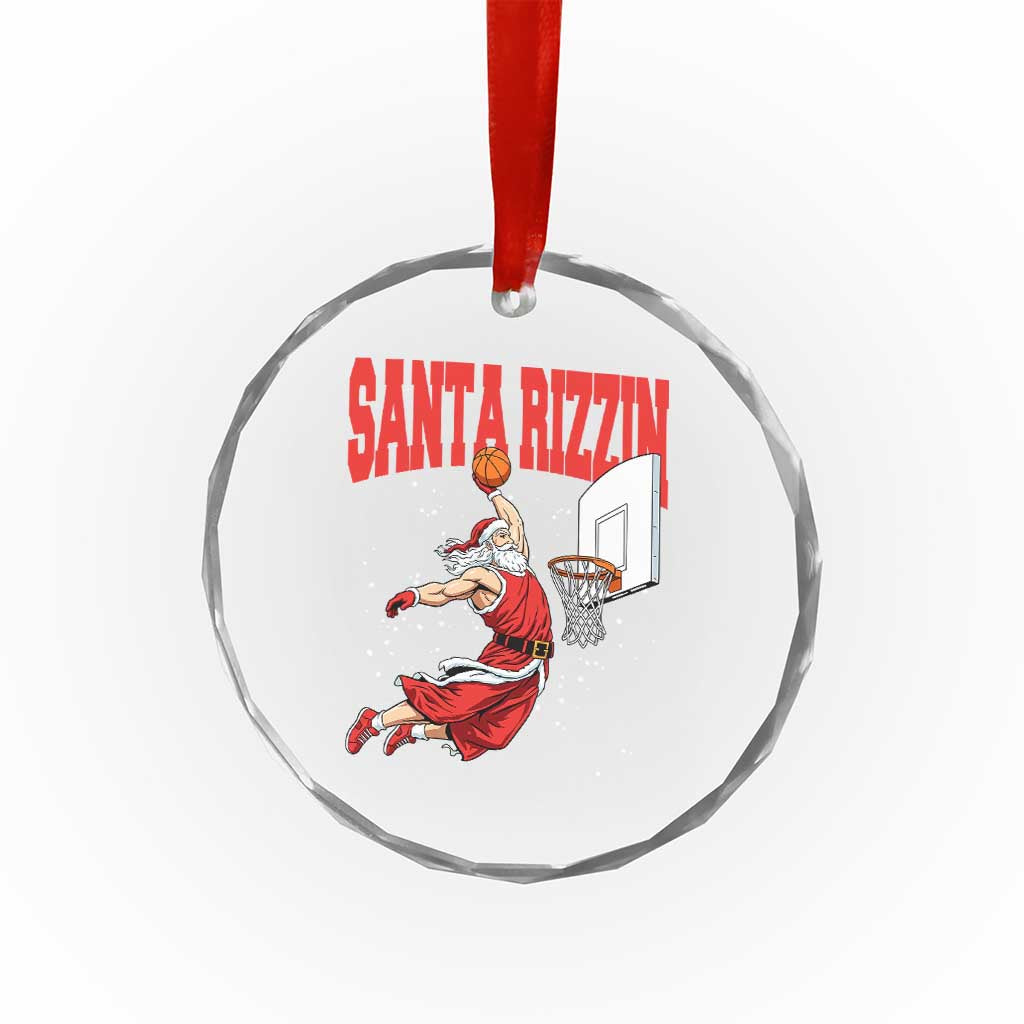 Santa Basketball Christmas Crystal Glass Ornament He Is Rizzin TS14 Print Your Wear