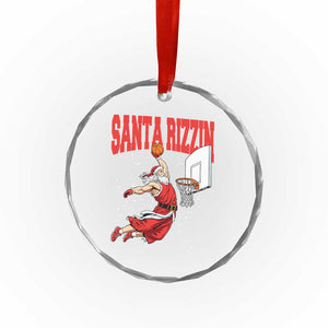 Santa Basketball Christmas Crystal Glass Ornament He Is Rizzin TS14 Print Your Wear