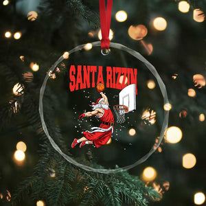 Santa Basketball Christmas Crystal Glass Ornament He Is Rizzin TS14 Print Your Wear