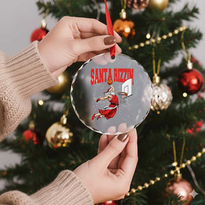 Santa Basketball Christmas Crystal Glass Ornament He Is Rizzin TS14 Print Your Wear