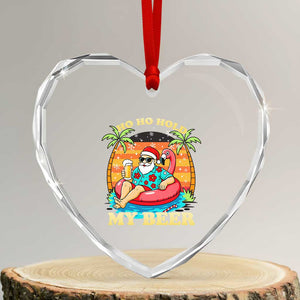 Santa Beer Christmas Heart Crystal Glass Ornament Ho Ho Ho My Beer TS14 Transparent Glass 3'' Heart Print Your Wear