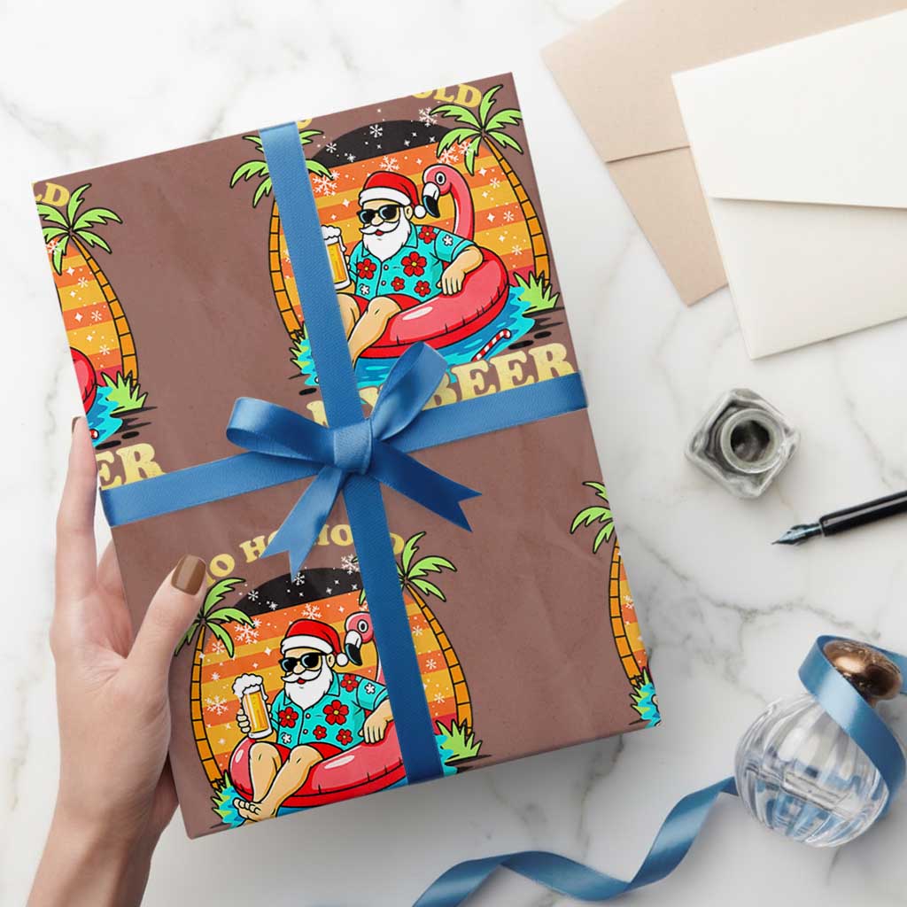 Santa Beer Xmas Wrapping Paper Roll Ho Ho Ho My Beer TS14 Mocha Print Your Wear