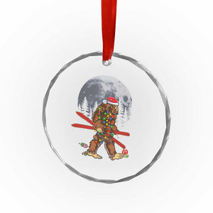 Santa Bigfoot Christmas Crystal Glass Ornament Funny Sasquatch Skiing Snowboard Ski Lover Skier TS10 Print Your Wear