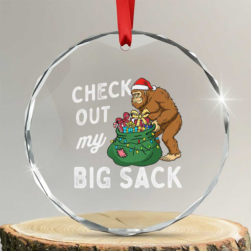 Santa Bigfoot Christmas Crystal Glass Ornament Funny Sasquatch Xmas Joke TS10 Transparent Glass 3'' Circle Print Your Wear