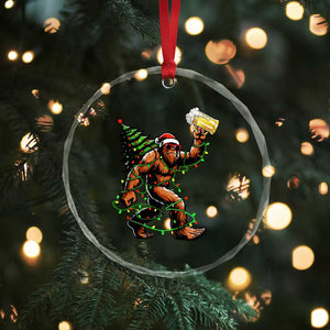 Santa Bigfoot Christmas Tree Crystal Glass Ornament Xmas Lights Funny Sasquatch Beer TS10 Print Your Wear