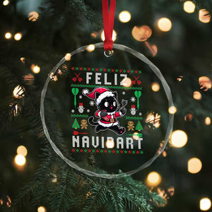 Santa Cat Feliz Navidart Crystal Glass Ornament Funny Dartist Ugly Christmas Gift TS12 Print Your Wear