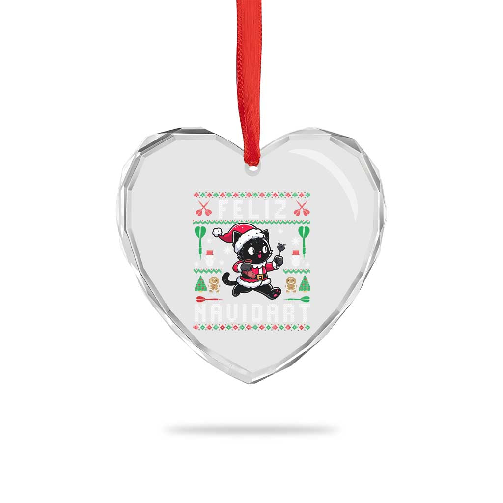 Santa Cat Feliz Navidart Heart Crystal Glass Ornament Funny Dartist Ugly Christmas Gift TS12 Print Your Wear
