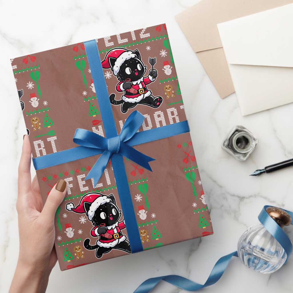 Santa Cat Feliz Navidart Wrapping Paper Roll Funny Dartist Ugly Christmas Gift TS12 Mocha Print Your Wear