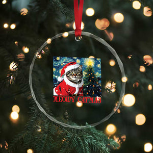 Santa Cat Xmas Crystal Glass Ornament Meowy Catmas Starry Night Christmas Tree TS09 Print Your Wear