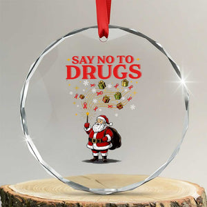 Santa Christmas Crystal Glass Ornament AIDS Awwanrness Red Ribbon HIV Support TS14 Transparent Glass 3'' Circle Print Your Wear