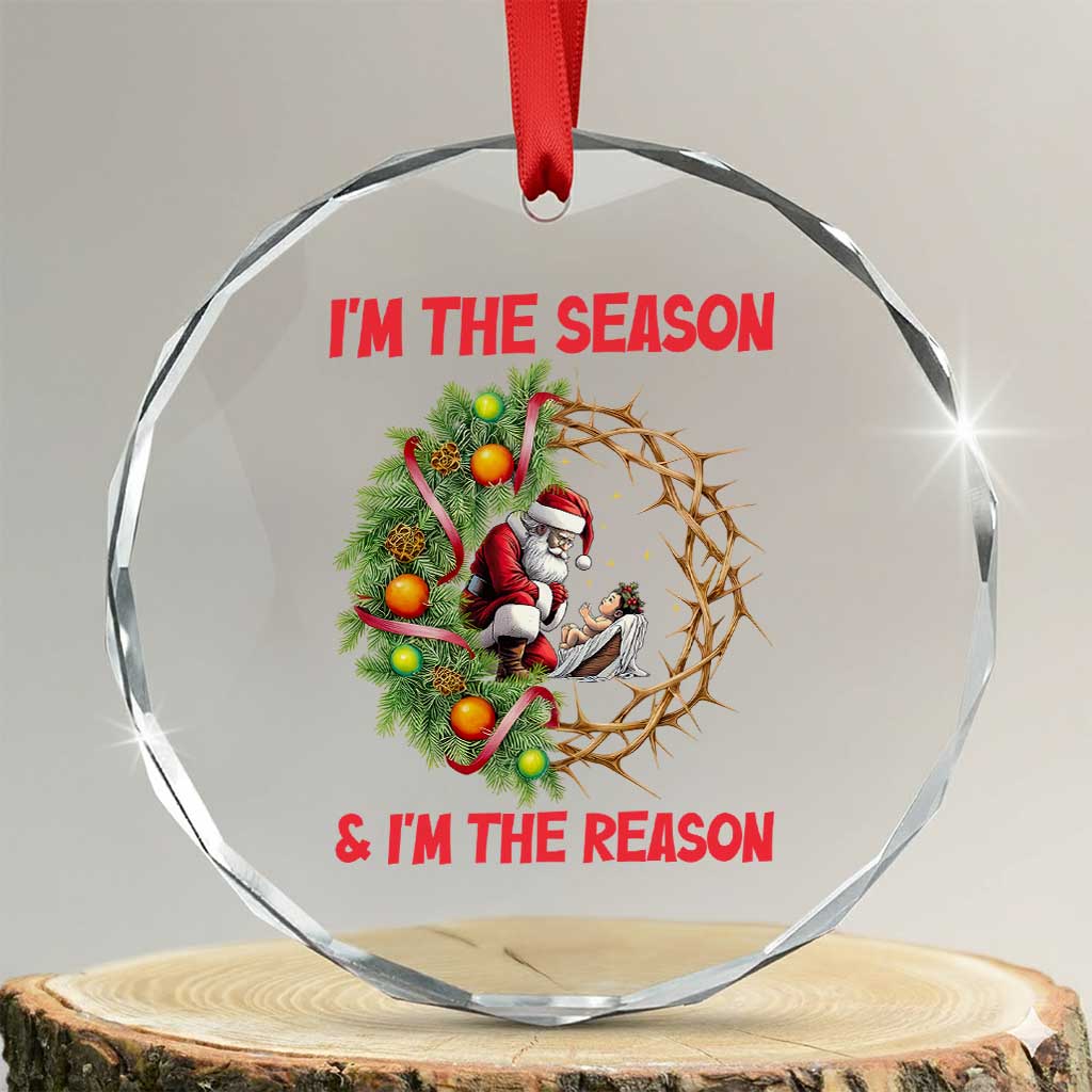 Santa Christmas Crystal Glass Ornament Baby Jesus Christian Xmas TS14 Transparent Glass 3'' Circle Print Your Wear