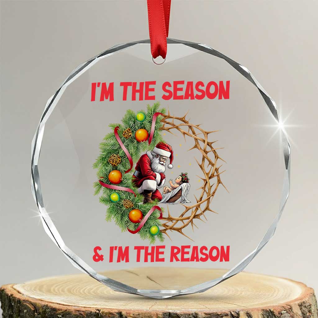Santa Christmas Crystal Glass Ornament Baby Jesus Christian Xmas TS14 Transparent Glass 3'' Circle Print Your Wear