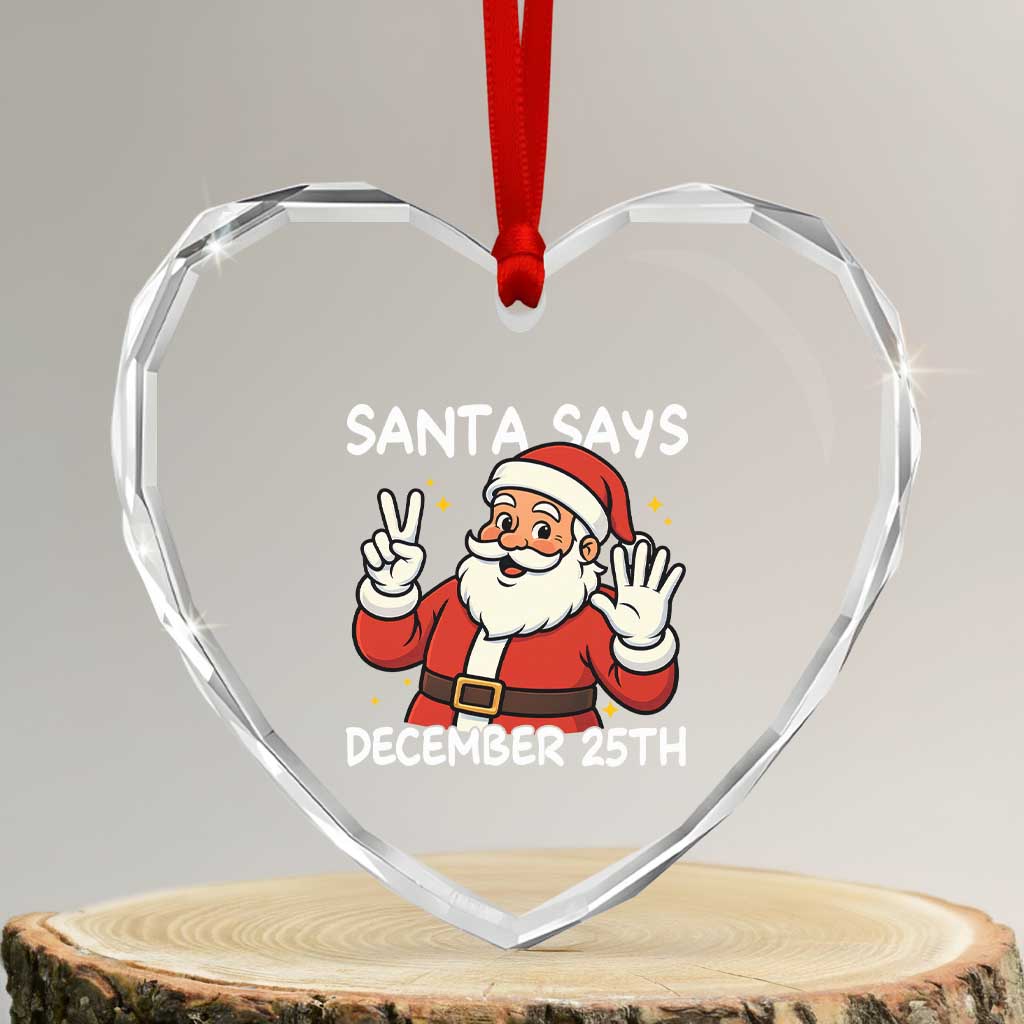 Santa Christmas December 25 Heart Crystal Glass Ornament TS14 Transparent Glass 3'' Heart Print Your Wear