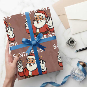 Santa Christmas December 25 Wrapping Paper Roll TS14 Mocha Print Your Wear