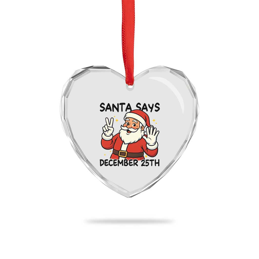 Santa Christmas December 25th Season Heart Crystal Glass Ornament TS14 Print Your Wear