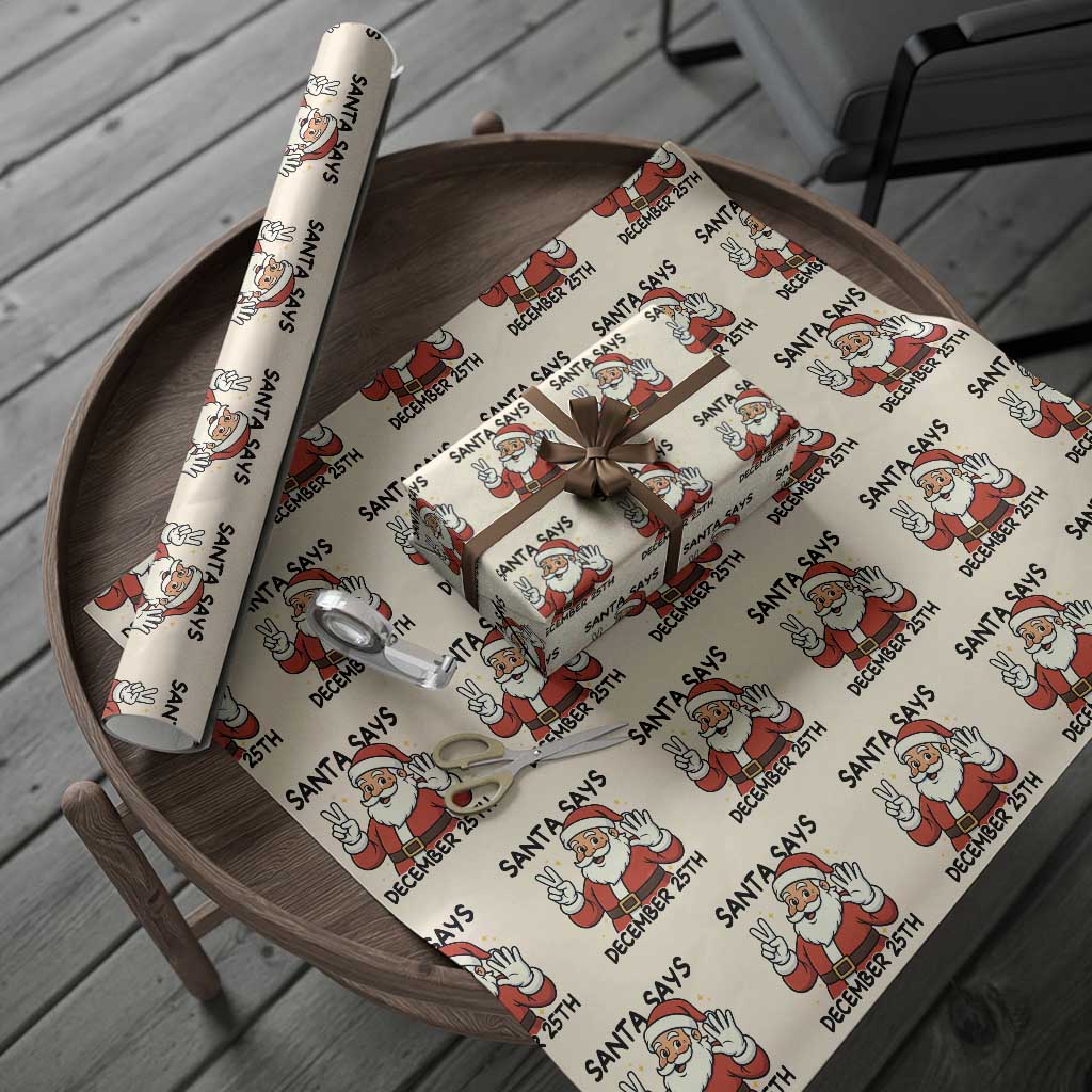 Santa Christmas December 25th Season Wrapping Paper Roll TS14 Beige Print Your Wear