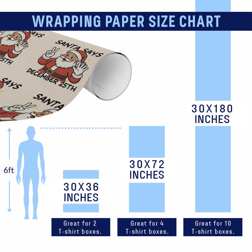 Santa Christmas December 25th Season Wrapping Paper Roll TS14 Print Your Wear