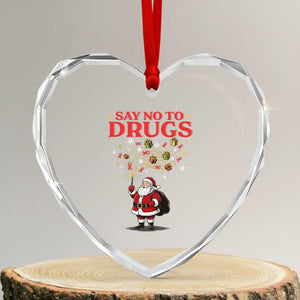 Santa Christmas Heart Crystal Glass Ornament AIDS Awwanrness Red Ribbon HIV Support TS14 Transparent Glass 3'' Heart Print Your Wear