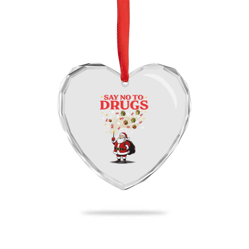 Santa Christmas Heart Crystal Glass Ornament AIDS Awwanrness Red Ribbon HIV Support TS14 Print Your Wear