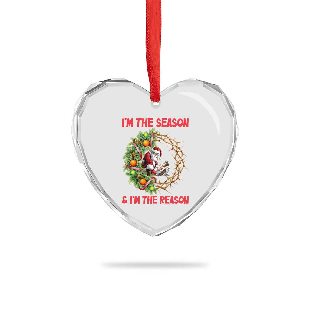 Santa Christmas Heart Crystal Glass Ornament Baby Jesus Christian Xmas TS14 Print Your Wear