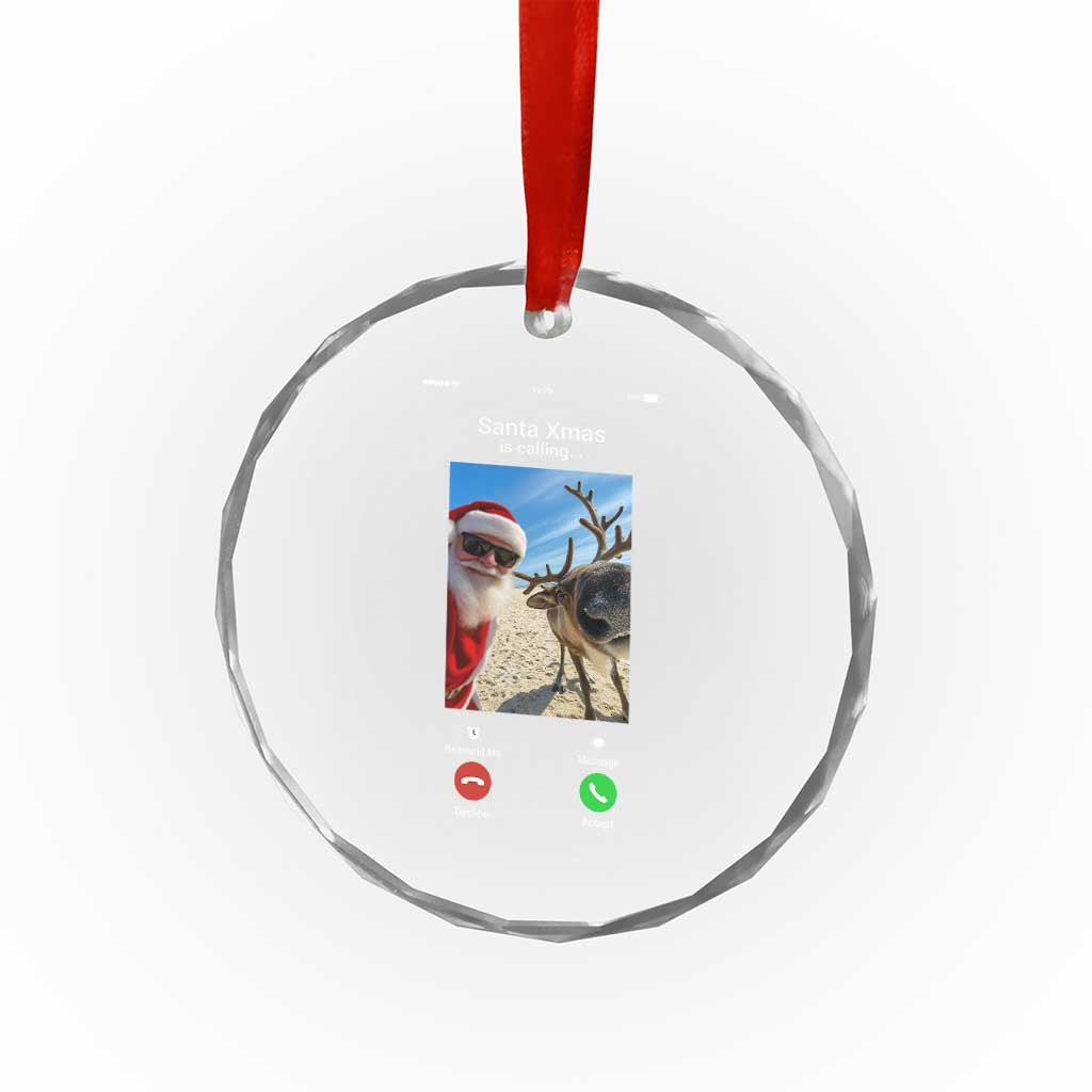 Santa Christmas Meme Crystal Glass Ornament Reindeer Video Call TS14 Print Your Wear