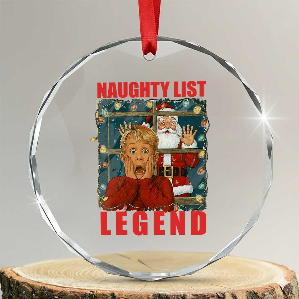 Santa Christmas Movie Funny Crystal Glass Ornament Naughty List Legend TS14 Transparent Glass 3'' Circle Print Your Wear