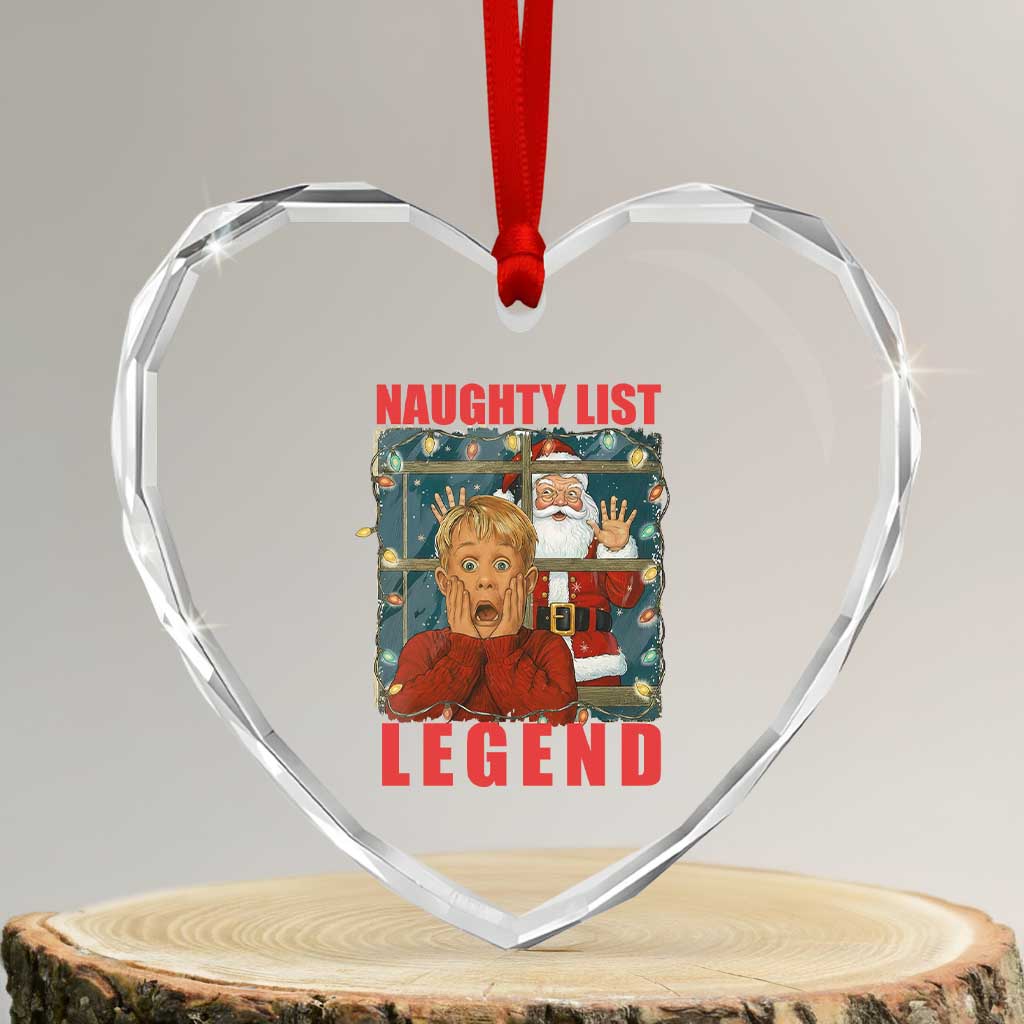 Santa Christmas Movie Funny Heart Crystal Glass Ornament Naughty List Legend TS14 Transparent Glass 3'' Heart Print Your Wear