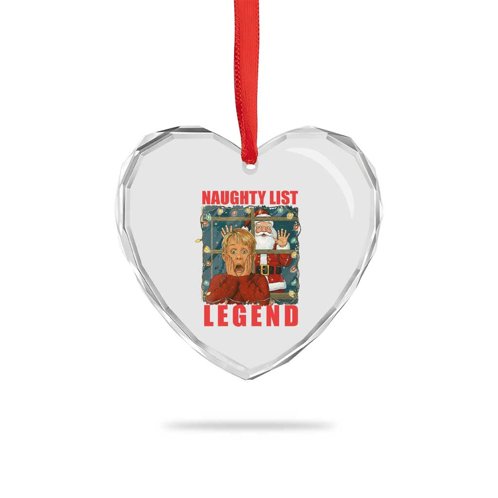 Santa Christmas Movie Funny Heart Crystal Glass Ornament Naughty List Legend TS14 Print Your Wear