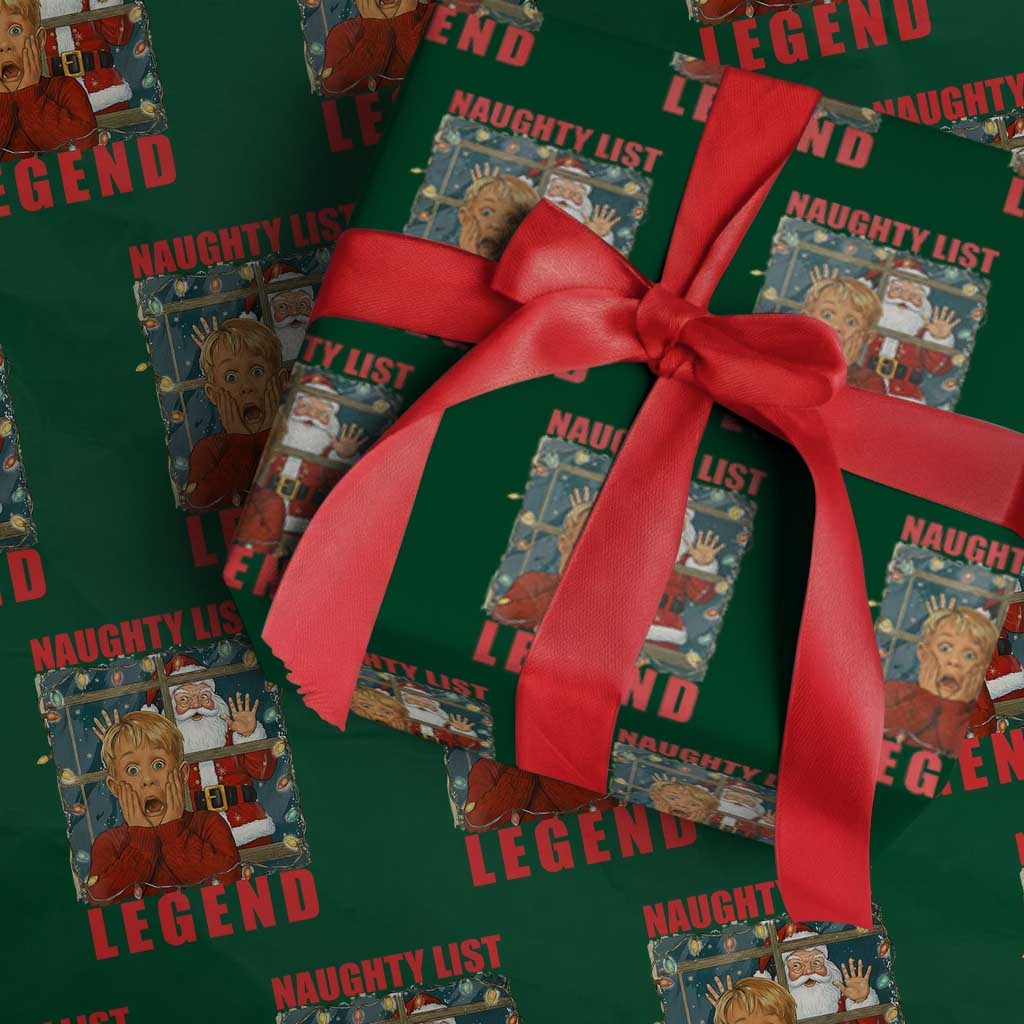 Santa Christmas Movie Funny Wrapping Paper Roll Naughty List Legend TS14 Green Print Your Wear
