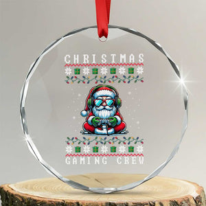 Santa Claus Gamer Crystal Glass Ornament Christmas Gmaing Crew TS14 Transparent Glass 3'' Circle Print Your Wear