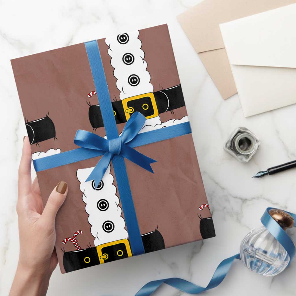 Santa Claus Suit Costume Wrapping Paper Roll Retro Festive Christmas Vibe TS02 Mocha Print Your Wear