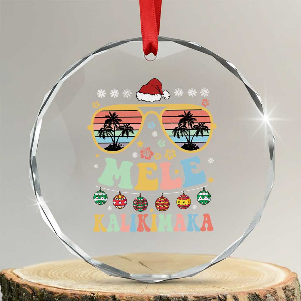 Santa Claus Sunglasses Beach Xmas In Hawaii Family Vacation Crystal Glass Ornament Mele Kalikimaka TS10 Transparent Glass 3'' Circle Print Your Wear
